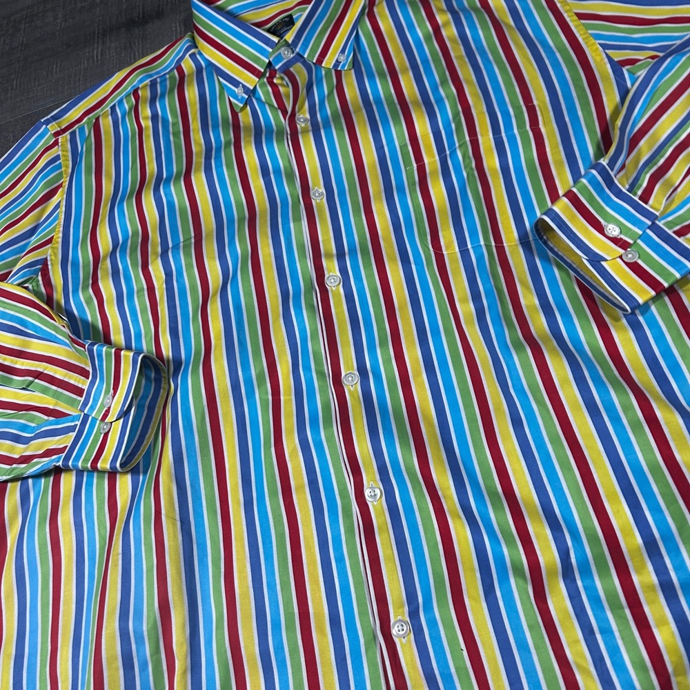 Solemare Maus & Hoffman Mens XXL Button Down Shirt Multi Color Stripe Italy 0380 - Picture 4 of 7